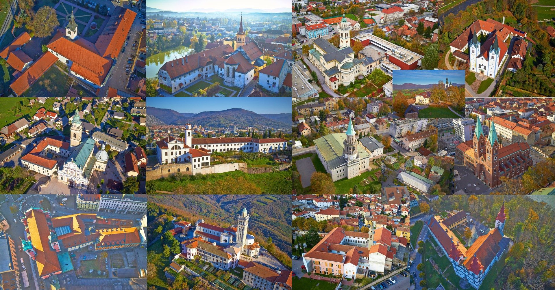 Frančiškanski samostani v Sloveniji iz zraka